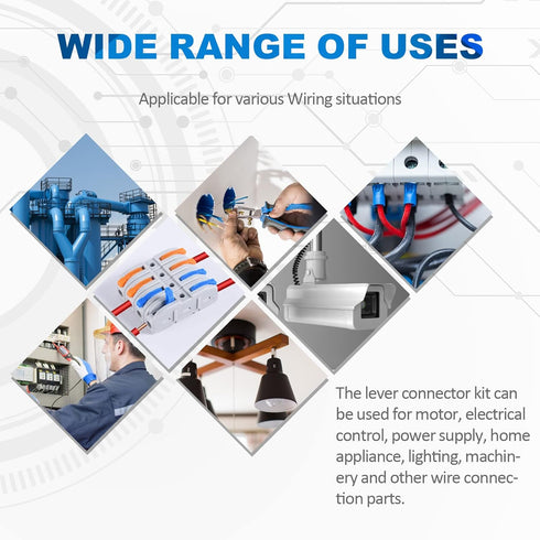Lever Wire Connectors, HTCELLE 60-Piece Quick Connect Electrical Splicing Kit for Compact Inline Terminals - 28-12 AWG, 1 in 1 out...