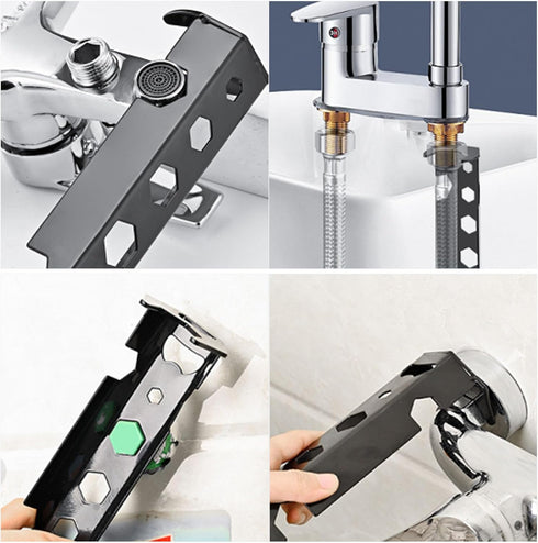 16 Sizes Multifunctional Basin Wrench Sink Faucet Plumbing Pipe Tools Plumbers Universal Repair and Install Under Sink Wrench Set for Kitchen Bath...