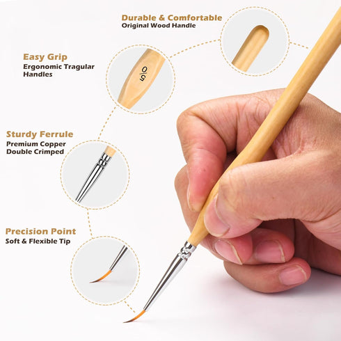 Miniature Paint Brushes,10pcs Micro Detail Paint Brush Set?Small Thin Paintbrush for Acrylic, Watercolor, Oil, Craft, Models, 40k Line Drawing...