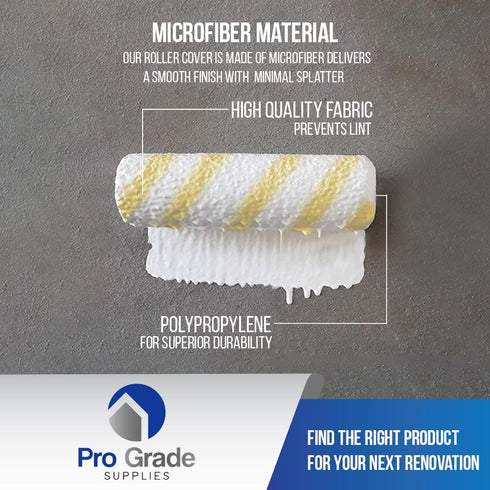 Pro Grade - Paint Roller Covers - 1/2 X 9 Inch Microfiber 5 Pack...