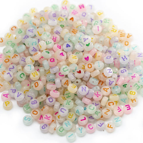 500PCS Acrylic Letter Beads Glow in The Dark for Jewelry Making Alphabet Beads for Bracelets Kit Letters Beads for Necklace Making (color letter l...