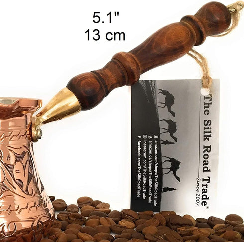 Replacement Wooden Handle for Copper Coffee Pot, Teapots, Cezve, Jezve, Jazzve, Ibrik, Briki, Stovetop Coffee Maker and Multi-Purpose Mini Wooden ...