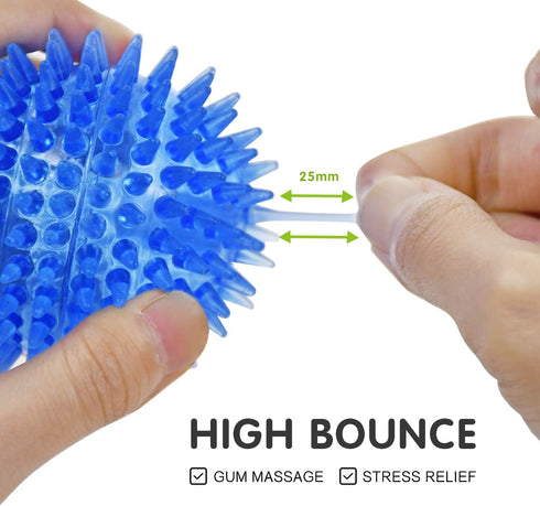 SHARLOVY Squeaky Balls for Dogs Small, Fetch Balls for Dogs Rubber 3 Pack Bright Colors TPR Puppy Toys Dog Toy Balls Dog Squeaky Toys Spike Ball D...