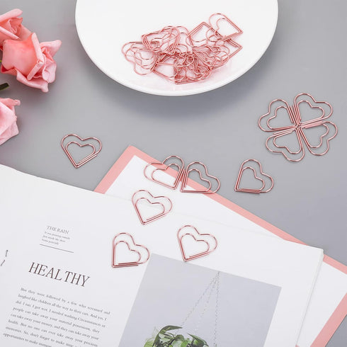 100 PCS Cute Paper Clips Rose Gold Heart Paper Clips Funny Mini Paper Clips for Kids Office Supplies Wedding Decoration Crafts Scrapbooking Women ...