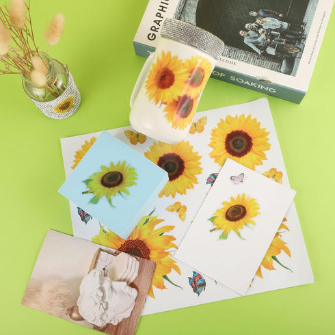 135 Pcs Sunflower Wall Sticker, Removable 3D Waterproof Decor for Kids, Mother's Day, Bathroom, Kitchen - Decorative Decals...