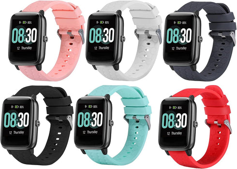 6-Pack Compatible with GRV FC1/FC5 Bands 19mm Smartwatch Veryfitpro for ID205L ID205S Replacement Breathable Lightweight Soft Silicone Wristbands ...