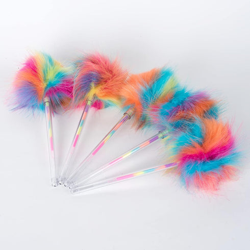 COLSSINE 12 Pack Rainbow Color Pompom with Rainbow ink Gel pen for Girls and Children (Rainbow)...