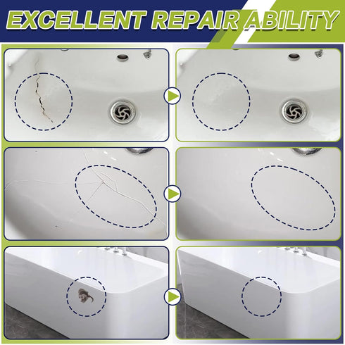 Porcelain Repair Kit, Fiberglass Tub Repair Kit, Shower Sink, Bathtub and Countertop Tile Repair Kit, Repair Chips Dents Cracks Scratches from Cer...