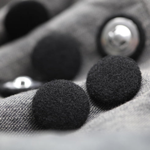 10PCS Fabric Cloth Covered Buttons with Metal Shank Buttons for Suits Gowns Blouses Tuxedo Sweaters Fabric Buttons Black 20mm...