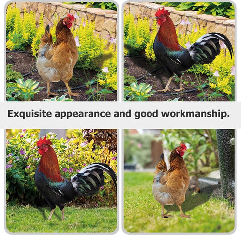 Yardwe 2pcs Chicken Rooster Yard Art Garden Stake Realistic Lifelike Hen Garden Poultry Statue Rooster Animals Sculpture for Yard Garden Lawn Outd...