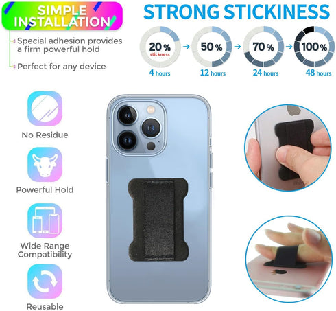 Phone Loop Finger Holder,Cell Phone Finger Grip Strap Holder for Hand, Ultra Thin Anti-Slip Cell Phone Grips Band Holder for Back of Phone Compati...