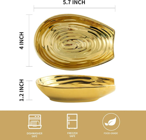 Hasense Spoon Rest for Stove Top, Ceramic Gold Spoon Holder for Stove Top and Kitchen Counter, Large Stable Heat-resistant Utensil Rest for Cookin...
