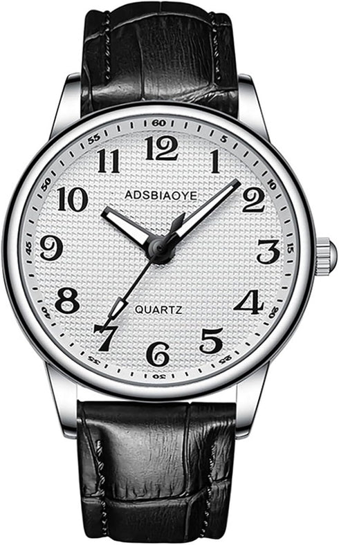 Men's Minimalist Easy Reader Watch Stainless Steel Leather Strap Waterproof Bussiness Casual Mens Quartz Wrist Watch...