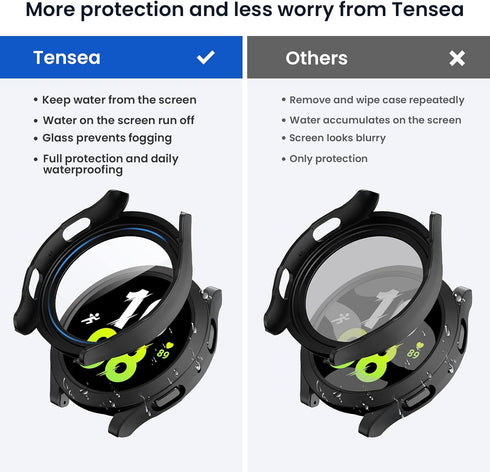 Tensea for Samsung Galaxy Watch FE 2024 & 5 2022 & 4 2021 Waterproof Screen Protector Case 40mm Accessories, Protective Face Cover for 40 mm, Hard...