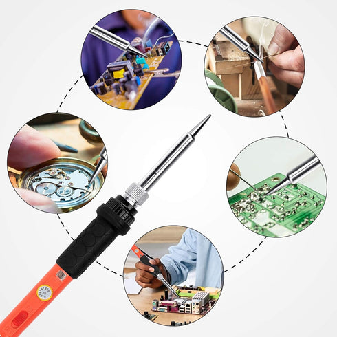 Soldering Iron Kit, 60W Soldering Iron with Ceramic Heater, 5-in-1 Adjustable Temperature Soldering Welding Iron Kit for any Hobby Enthusiast...