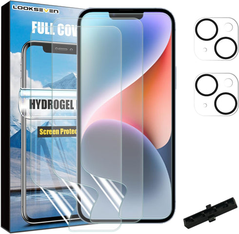 [3+2 3 Packs Hydrogel Film Screen Protector(Not Glass) + 2 Packs Tempered Glass Camera Lens Protector For iPhone 14...