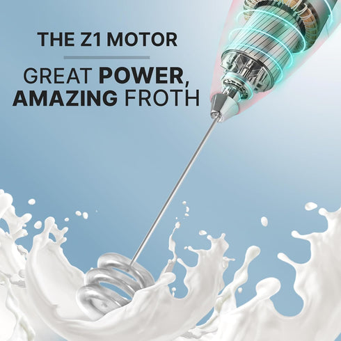 Zulay Kitchen Tornado Whisk Milk Frother Handheld - Coffee Frother Wand With Stand - Triple Whisk Hand Held Drink Mixer - Electric Stirrer Frothin...