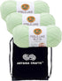 Lion Brand Feels Like Butta Mint 215-156 (3-Skeins - Same Dye Lot) Worsted Medium #4 Polyester Yarn for Crocheting and Knitting - Bundle with 1 Ar...