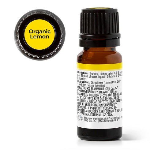 Plant Therapy Organic Lemon Essential Oil 100% Pure, USDA Certified Organic, Undiluted, Natural Aromatherapy, Therapeutic Grade 10 mL (1/3 oz)...