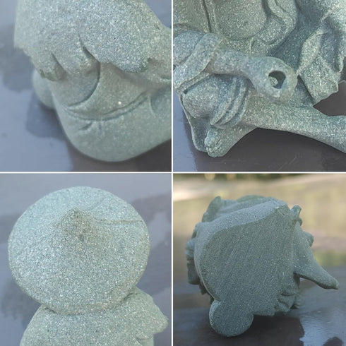 Mini Fisherman Figurine Sandstone Asian Aquarium Decorations Japanese Garden Ornaments, D...