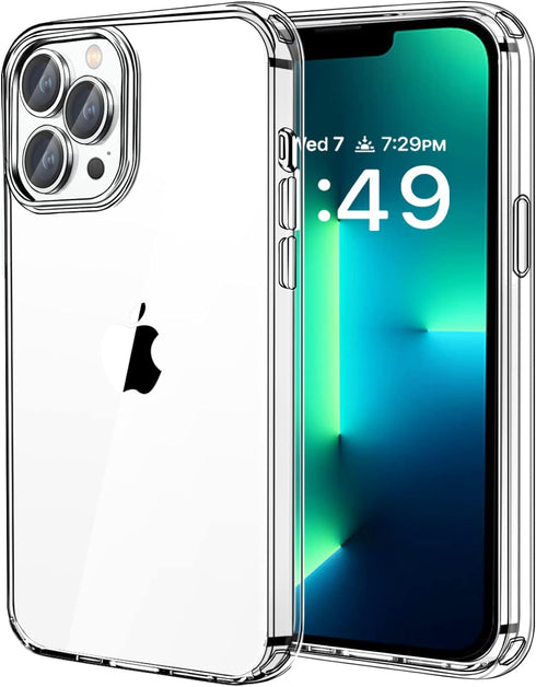 JJGoo Compatiable with iPhone 13 Pro Case Clear, Transparent Shockproof Phone Case, Slim Anti-Scratch Hard PC Back Protective Cover Bumper, Clear...