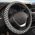 Black White Square Grid Pattern Steering Wheel Covers,Anti Slip Sweat Absorption Elasticity Car Accessories Steering Wheel Protector Universal 15 ...