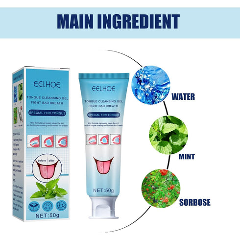 Tongue Cleaning Gel Set, Tongue Cleaner Gel with Tongue Brush, Tongue Scraper Scrubber for Adults with Cleaning Gel, Easy to Use for Adults Kids...