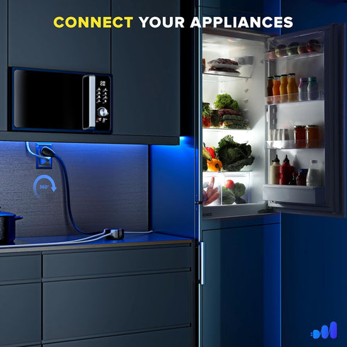 Maximm Cable 3ft 360° Rotating Flat Plug Extension Cord/Wire, 16 AWG Multi 3 Outlet Extension Wire, 2 Prong with Safety Cover - Black - UL Certifi...