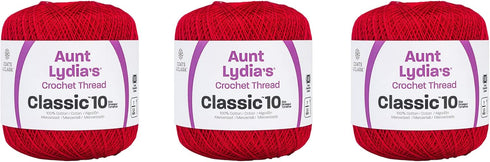 Aunt Lydia Classic Crochet - 3 Pack of 350y/320m - Victory Red......