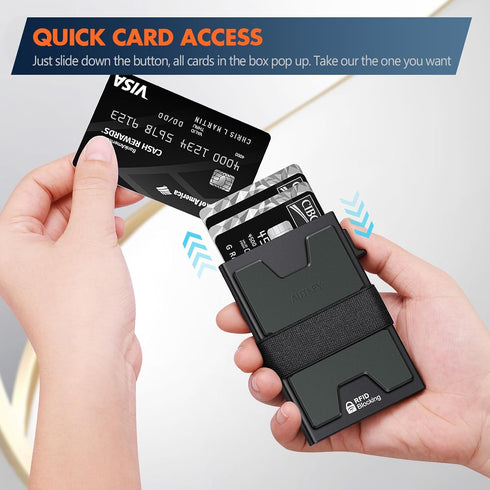 Slim Card Holder, Minimalist Pop Up Wallet for Men | RFID Blocking, Cash Band, 12+ Cards Storage (Black)...