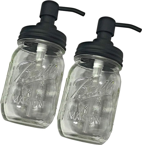2 Pcs Mason Jar Soap Dispenser - Stainless Steel Rust Proof Rustic Farmhouse Soap Lotion Pumps for Mason Jar(Black,Jar Not Included)...