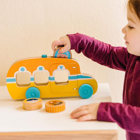 Melissa & Doug GO Tots Wooden Roll & Ride Bus with 3 Disks - FSC Certified...
