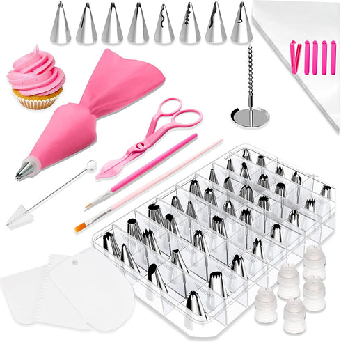 83 Pieces Stainless Steel Icing Piping Nozzle Tip Set with 44 Numbered Icing Tipsand Frosting Tools for Cake DIY, Cake Decorating Kits in a Box fo...
