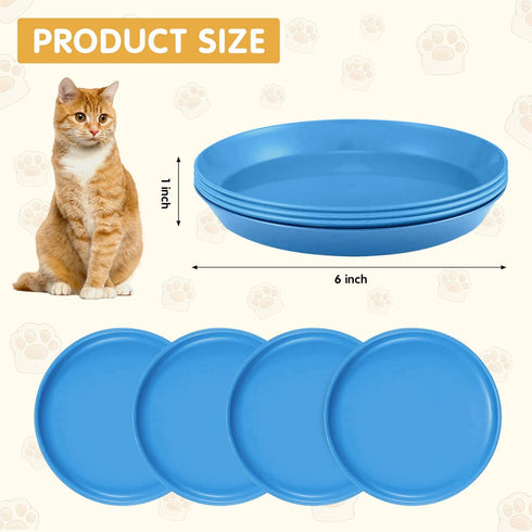 4 Pcs Whisker Fatigue Relief Cat Bowl Shallow Cat Food Dish 6 Inch Cat Wet Feeding Bowls Wide and Short Legged Cat and Small Pet Plate for Kittens...