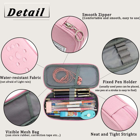 FUXINGYAO Pencil Case, Multi- Slot Pencil Pouch, Portable Pencil Bag, Pen Case for& Office(pink)...