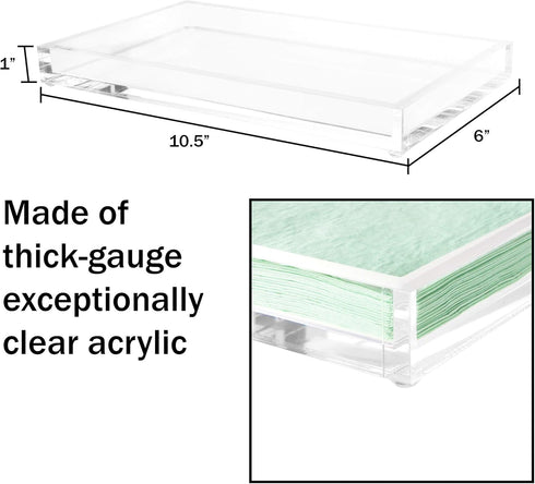 Acrylic Tray Organizer - Clear Minimalist Catchall Holder for Bedside, Bathroom, and Office Storage - Aesthetically Pleasing Room Decor by Lavish ...
