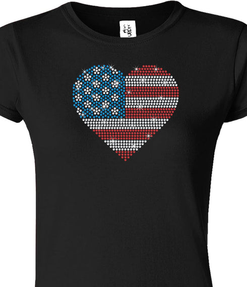 Rhinestone Genie American Flag Heart 8"-Red, White & Blue Magnetic Rhinestone Template, Black...