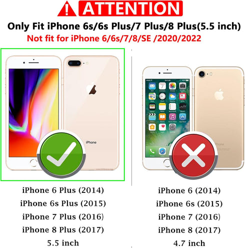 for iPhone 8 Plus Case,iPhone 7 Plus Case,iPhone 6 Plus Case,with Slide Camera Cover+ HD Screen Protector,Rotated Ring Kickstand Military Grade Sh...