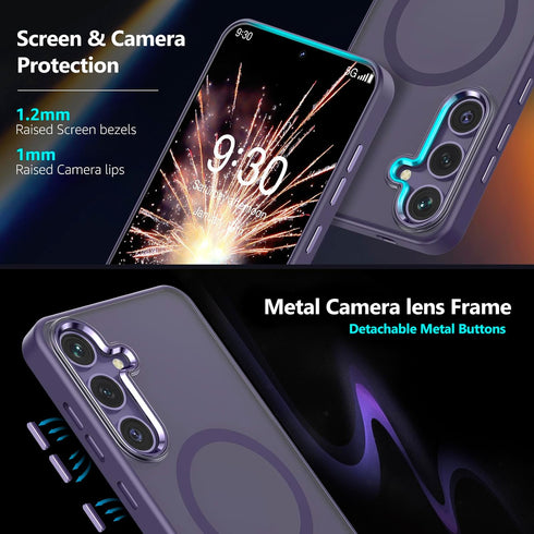 MATEPROX Magnetic Design for Samsung Galaxy S24 Plus Case, Stylish Slim an-ti Yellow Translucent Matte Protective Cases with Screen Protector for ...
