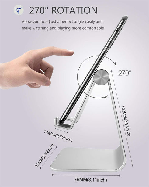 CreaDream Adjustable Cell Phone Stand, Phone Stand, Cradle, Dock, Holder, Aluminum Desktop Stand Compatible with Phone Xs Max Xr 8 7 6 6s Plus SE ...