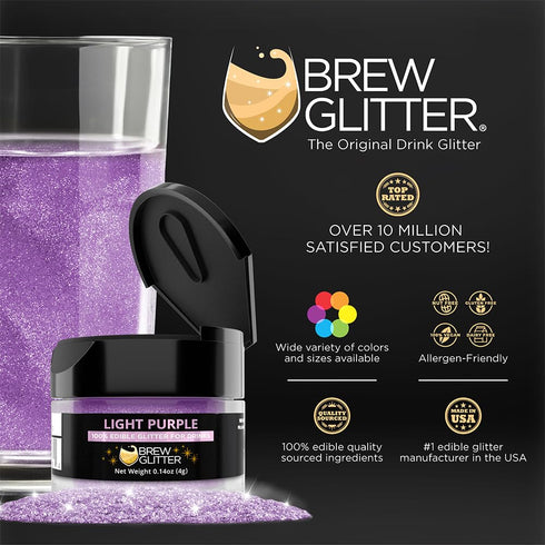 Brew Glitter Light Purple Edible Drink Glitter 1x 4g Jar for Cocktails, Beer, & Beverages...