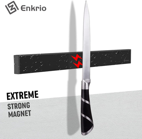 Magnetic Knife Holder for Wall, Enkrio 16 Inch Black Stainless Steel Knife Magnetic Strip No Drilling, Kitchen Magnet Knife Holder Strip Knife Rac...