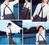 Ribbon Scarf for Women Long Skinny Satin Belt Sash Necktie Neck Scarf ZWJ01, Black, Free Size...