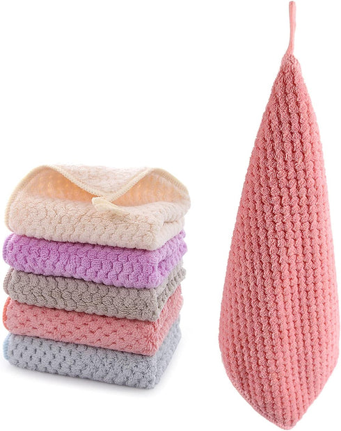 Small Towels with Hanging Loop?Hand Dry Towels for Kitchen & Bathroom, Super Absorbent Soft Small Hanging Towel Set with Hanging Loop, Machine Was...