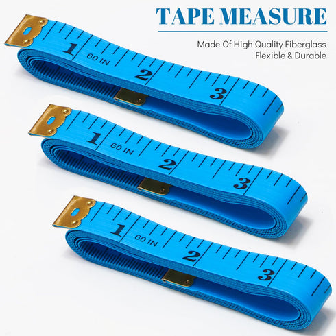 Tape Measure Body Measuring Tape 3 Pack Soft Fabric Measuring Tape for Sewing Cloth Measurement,Double Scale Tailor Ruler for Weight Loss (Blue)...