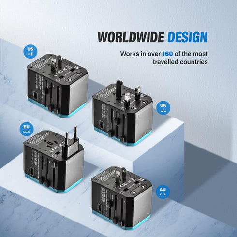 Universal Travel Adapter, Unidapt International Plug Adapter, 5.6A Smart Power 3.0A 4 USB 1 Type C, Power Adapter Travel Charger, Outlet Converter...