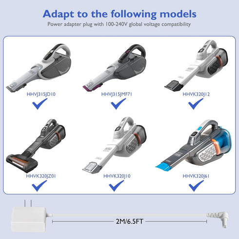for Black and Decker Handheld Vacuum Charger, Adapter Compatible with Black and Decker HHVJ315JD10 / HHVJ315JMF71 / HHVK320J61 / HHVK320J10 Vacuum...