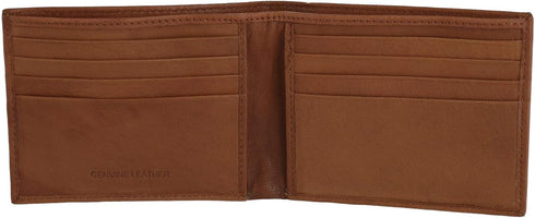 CTM® Men's Leather American Flag Embossed Bifold Wallet, Tan...