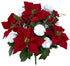 Admired By Nature 18 Stems Artificial Poinsettia Bouquet Fake Christmas Flower, Faux Velvet Poinsettia Carnation Christmas Bush For Home Decor, Ho...
