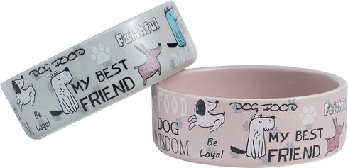 5-inch Ceramic Dog Bowl Cartoon Pattern, Cute, Chew-Proof, Dishwasher and Microwave Safe...